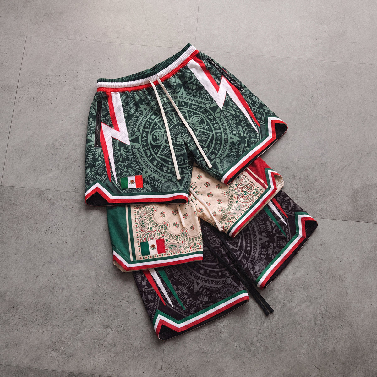 "Mexico Aztec Green" Heavyweight Mesh Shorts