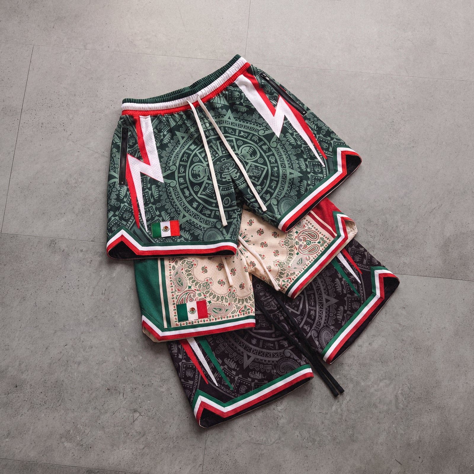 "Mexico Aztec Green" Heavyweight Mesh Shorts
