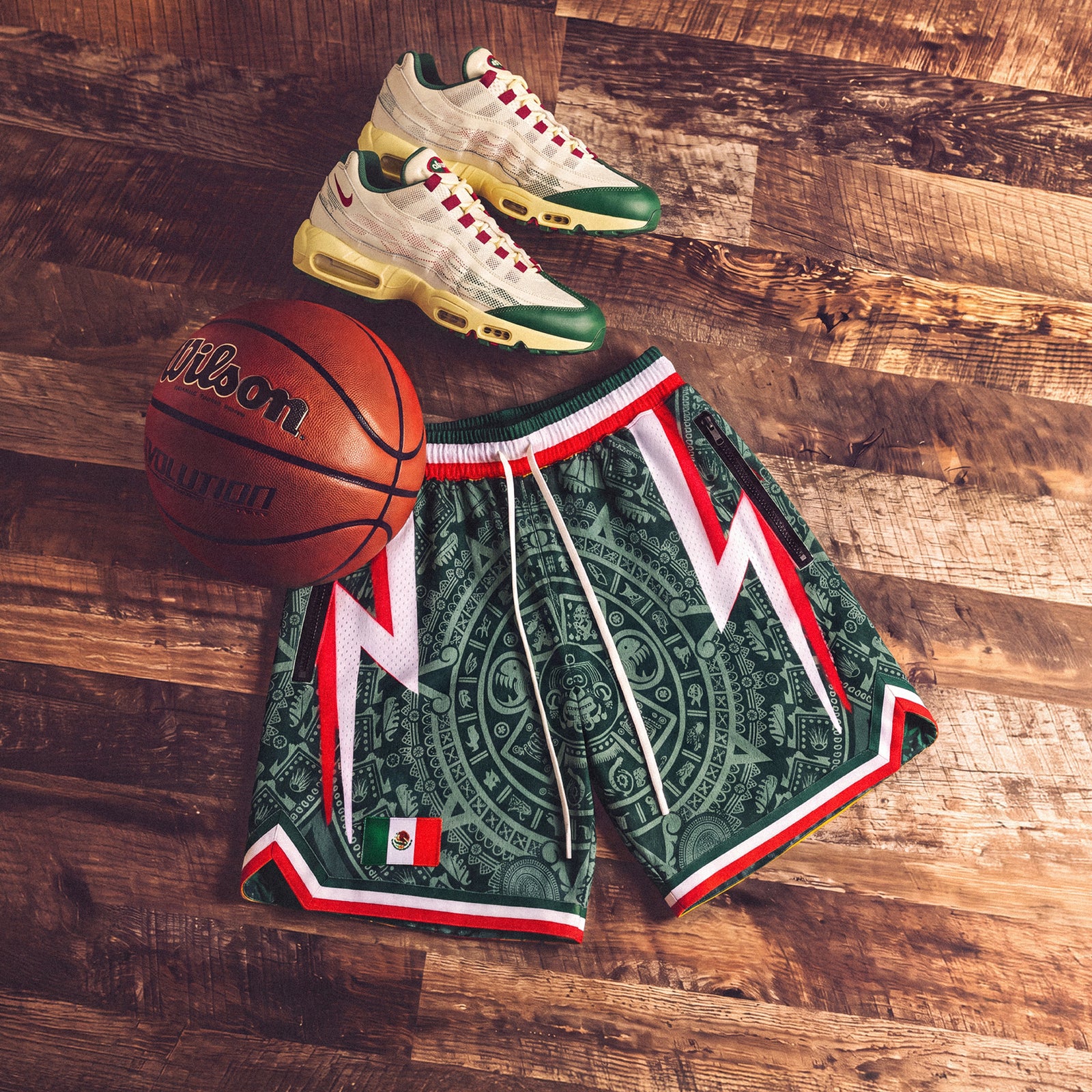 "Mexico Aztec Green" Heavyweight Mesh Shorts