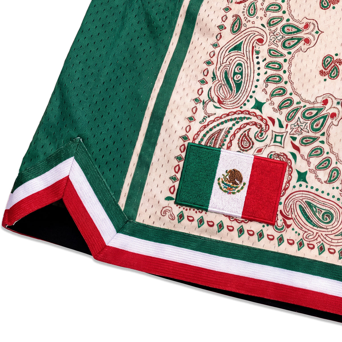 "Mexico Paisley Cream" Heavyweight Mesh Shorts