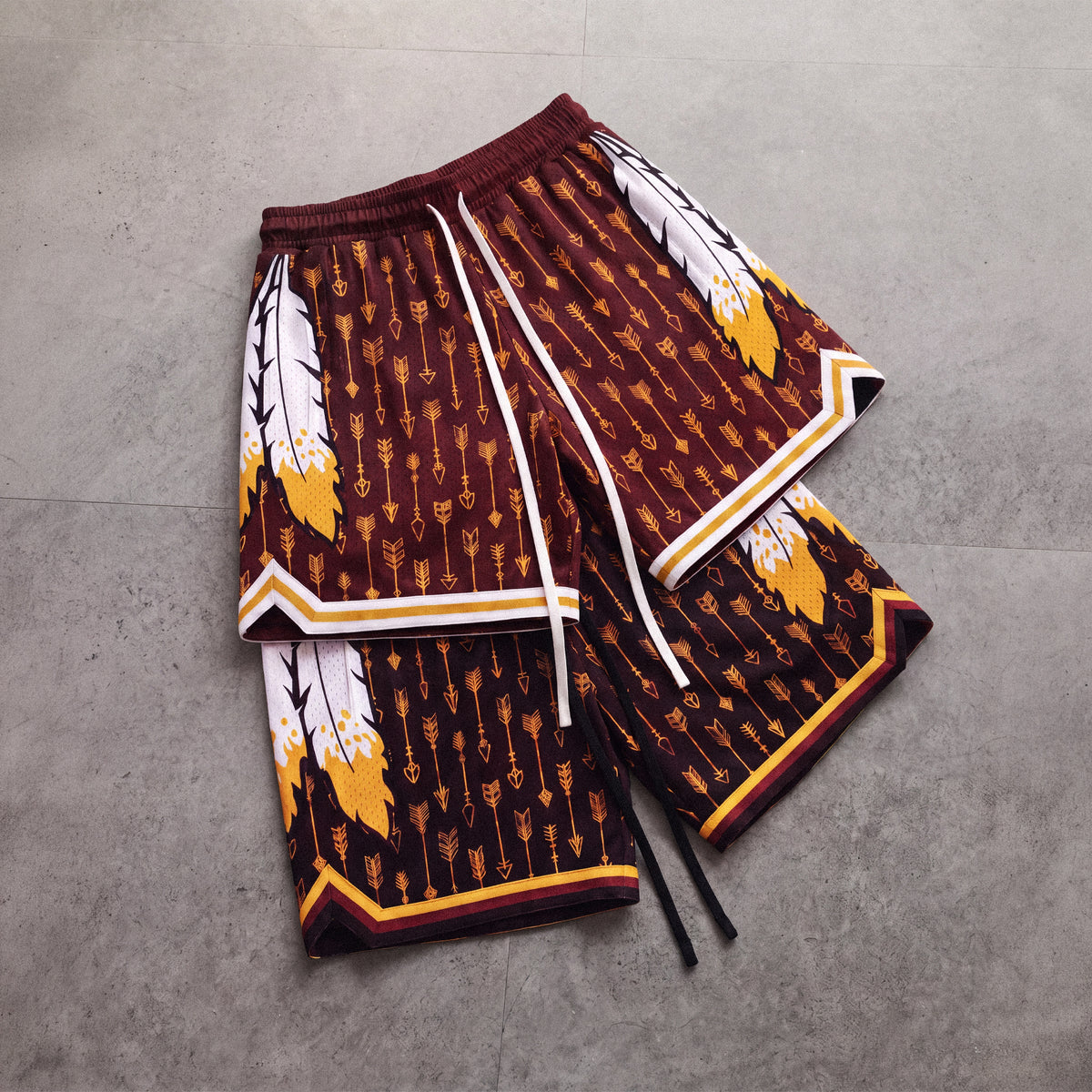 "Siksika Burgundy" Heavyweight Mesh Shorts