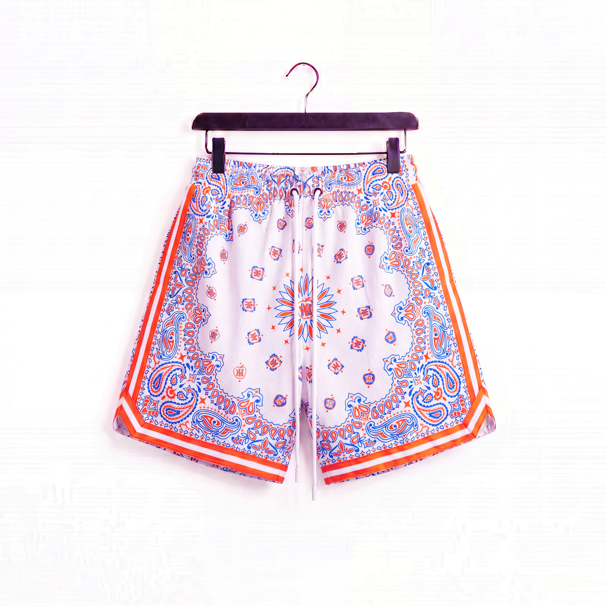 "NY Paisley White" Heavyweight Mesh Shorts