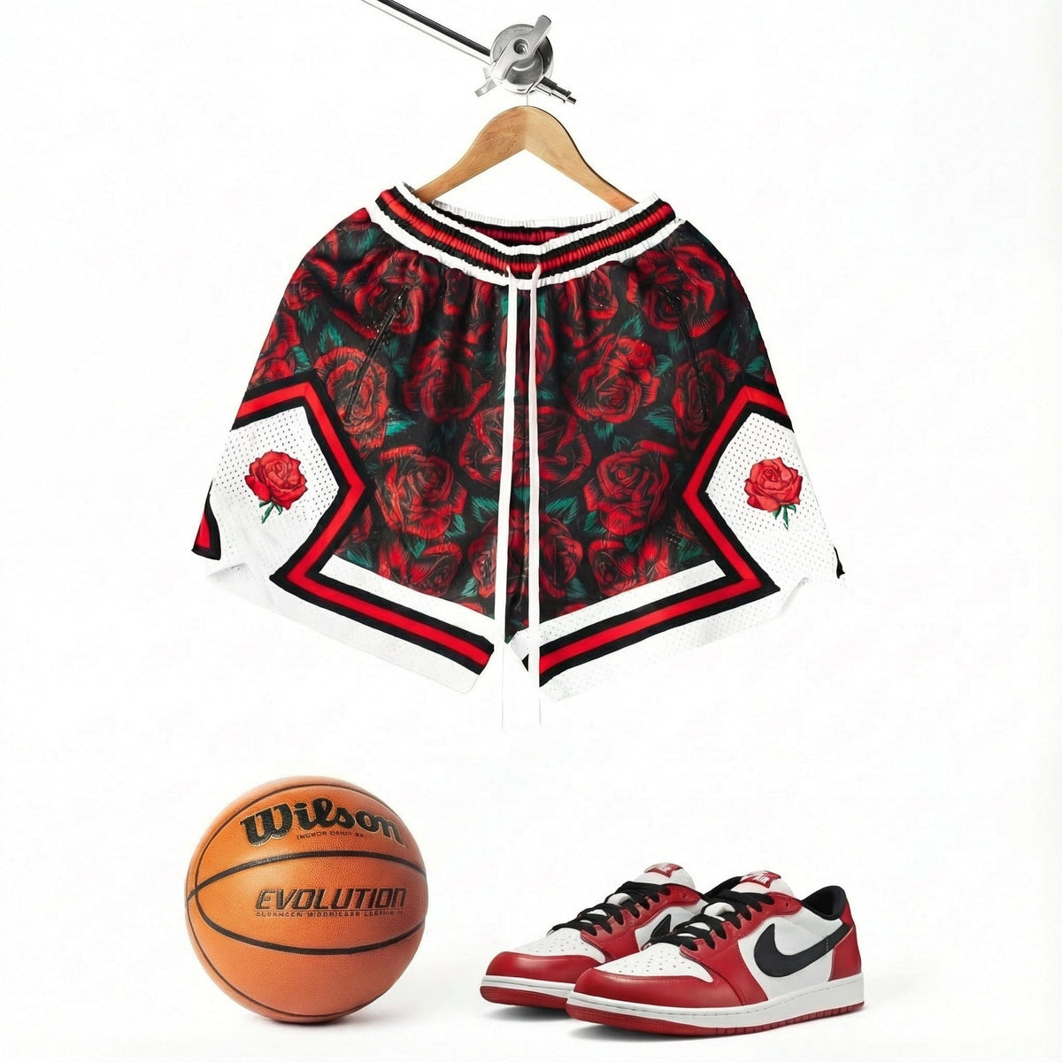 "Rose Black" Heavyweight Mesh Shorts