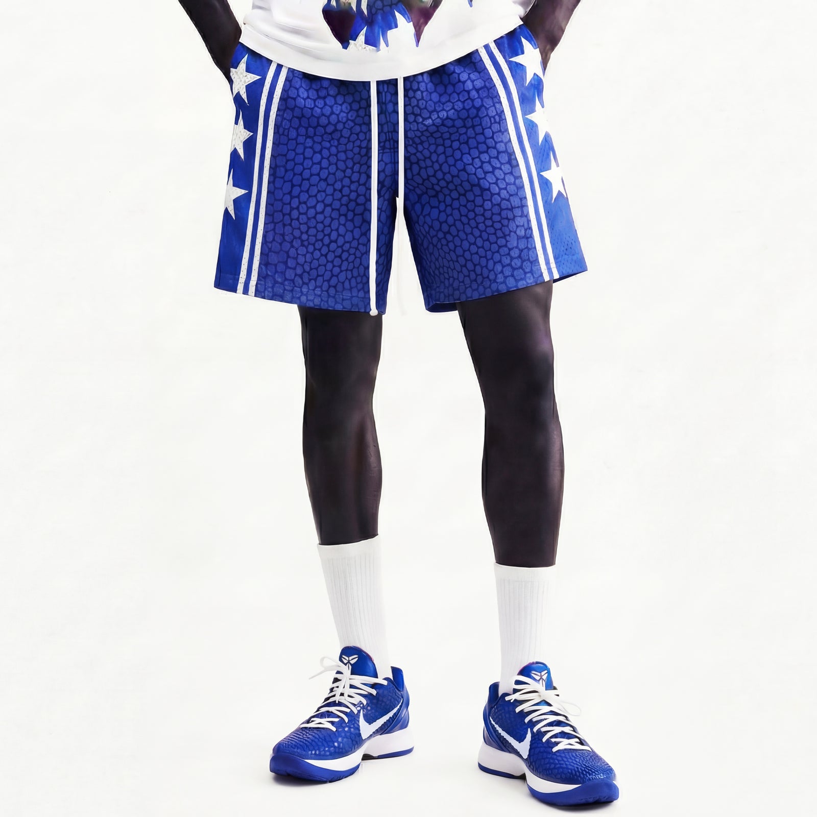 "Snake Blue" 5" Mesh Shorts
