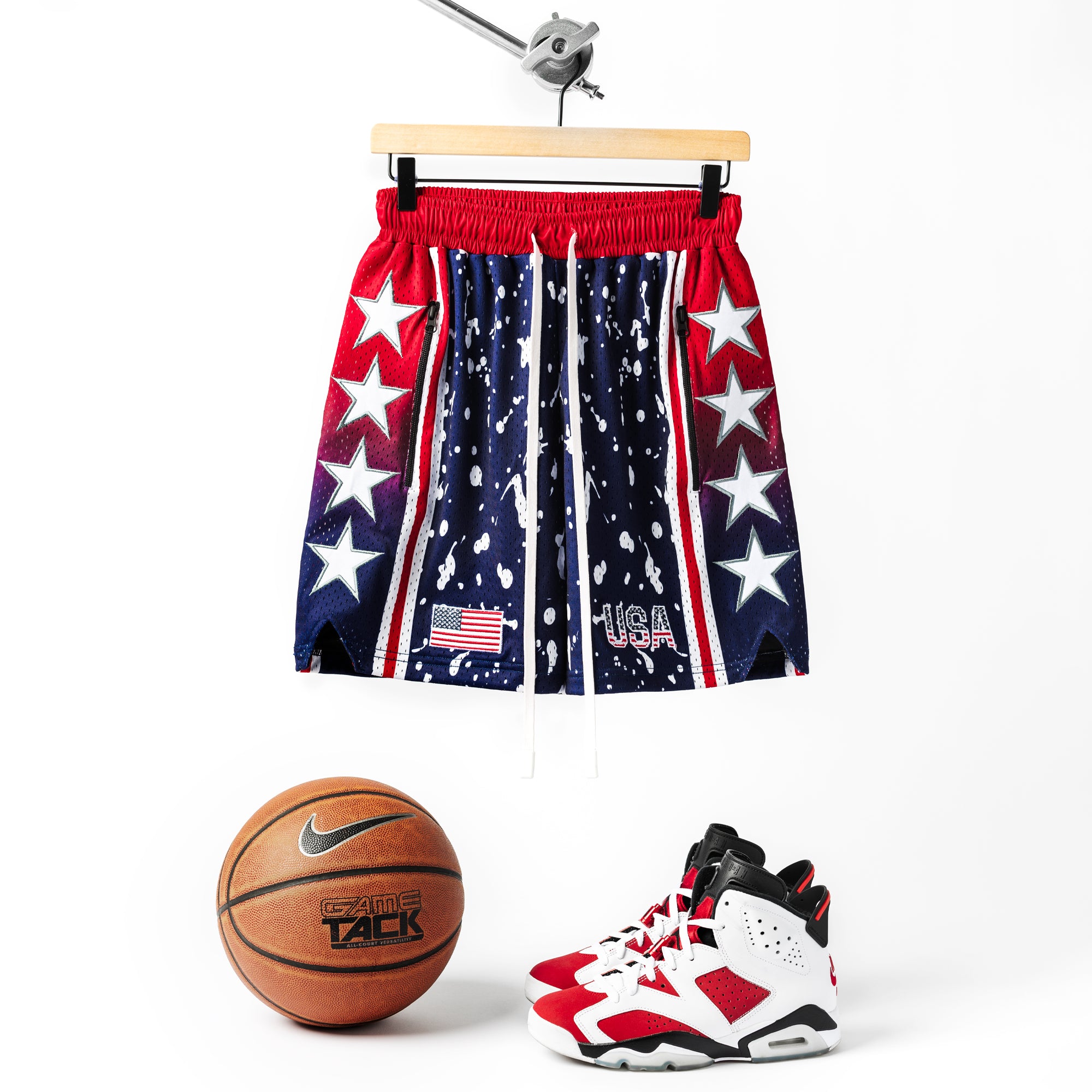 USA Speckle Blue Heavyweight Mesh Basketball Shorts RETTRO usa-speckle-blue-heavyweight-mesh-basketball-shorts-rettro