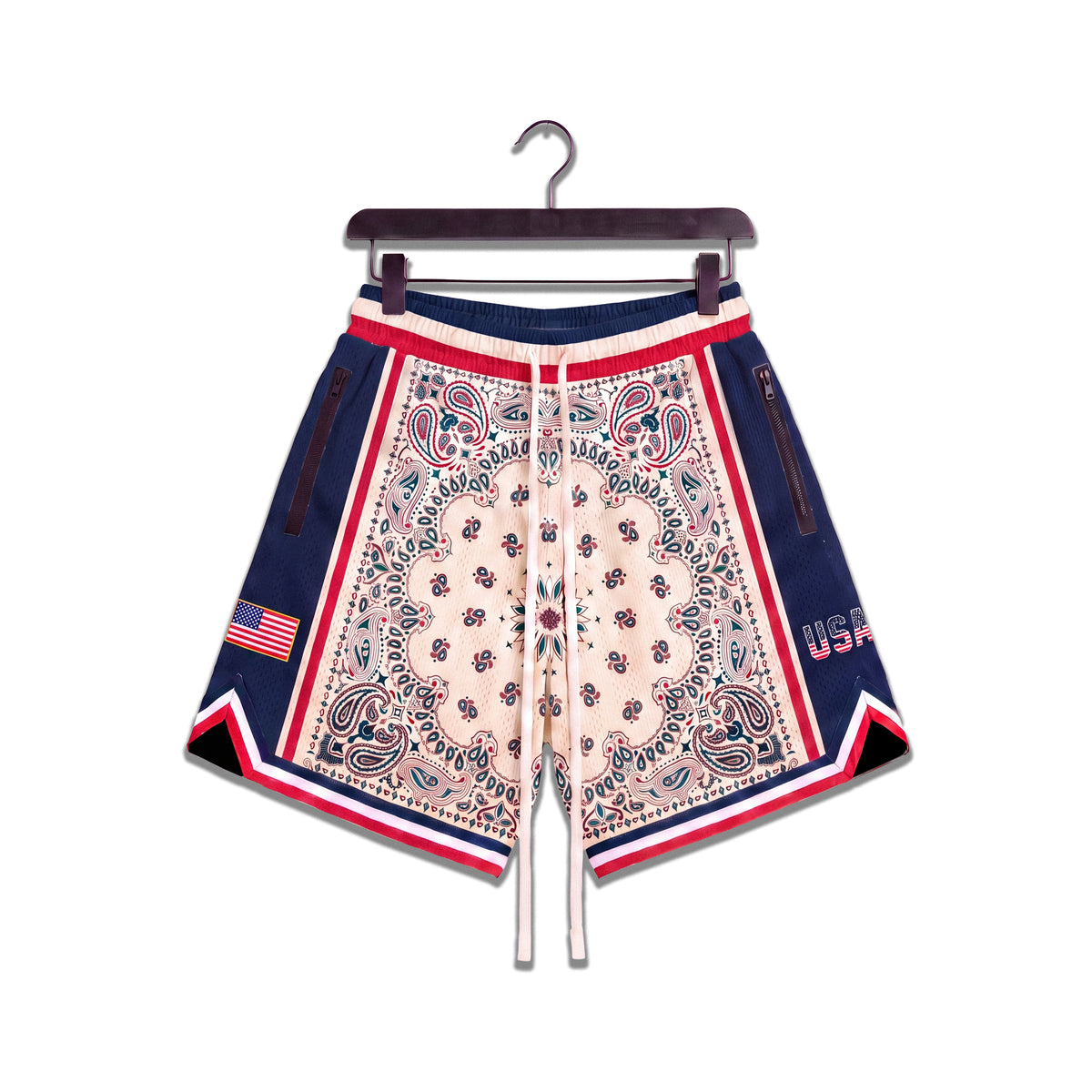 "USA Paisley Cream" Heavyweight Mesh Shorts