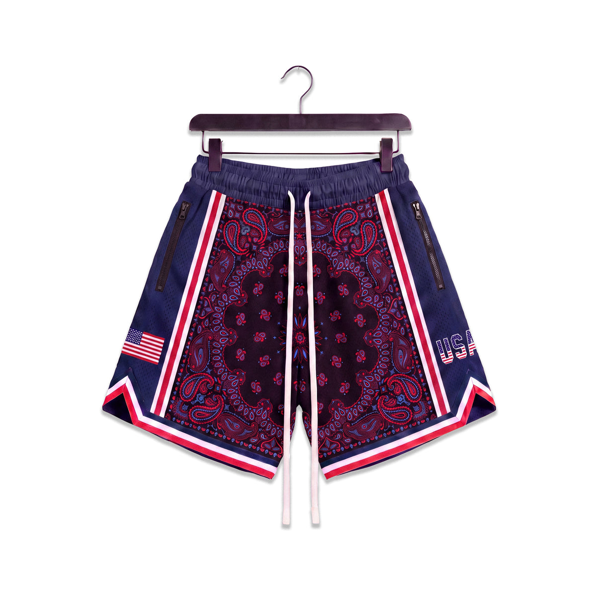 "USA Paisley Navy" Heavyweight Mesh Shorts