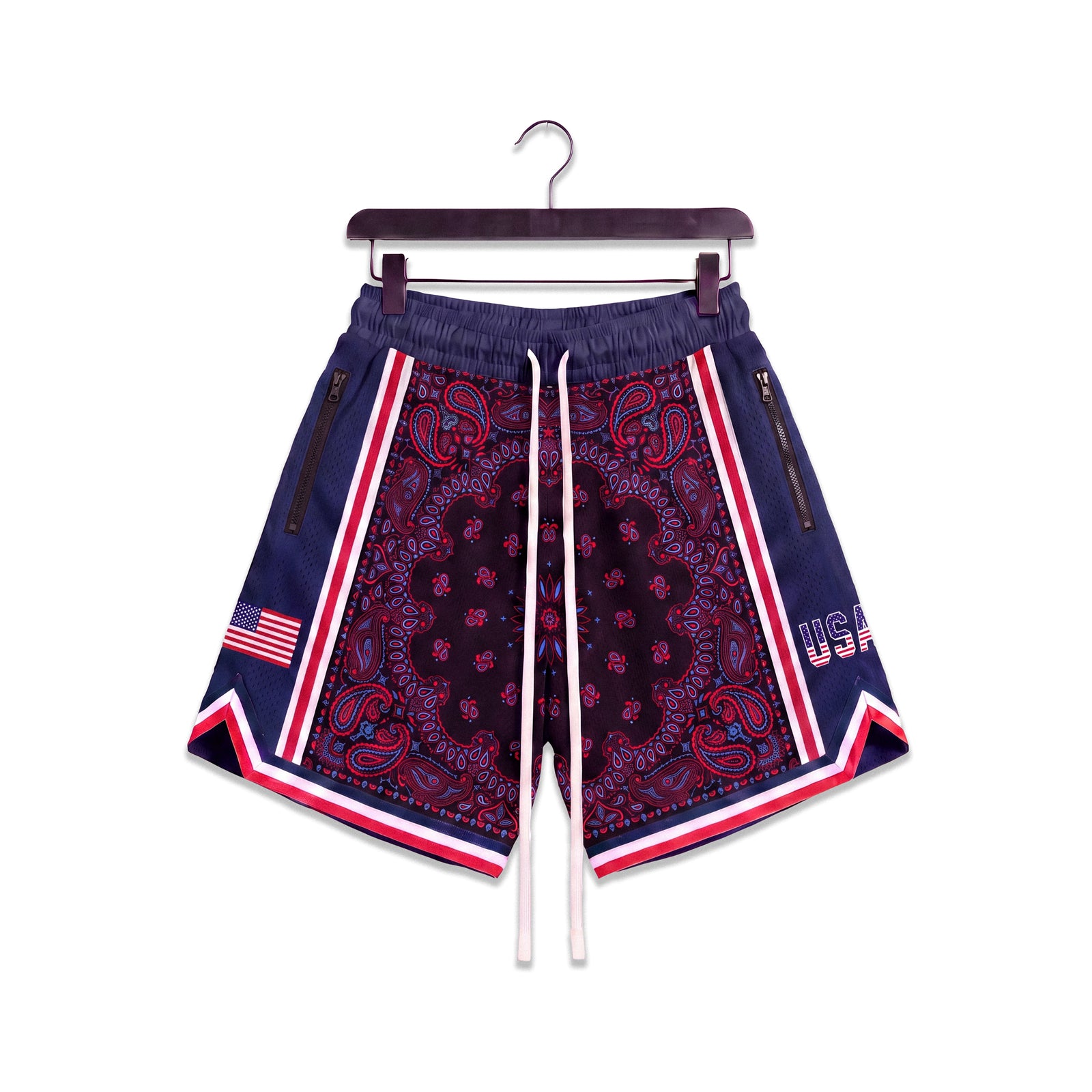 "USA Paisley Navy" Heavyweight Mesh Shorts