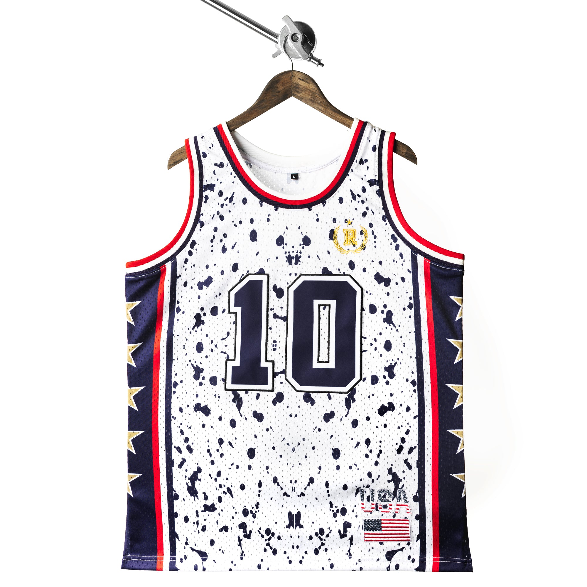 "USA Speckle White" Heavyweight Mesh Basketball Jersey